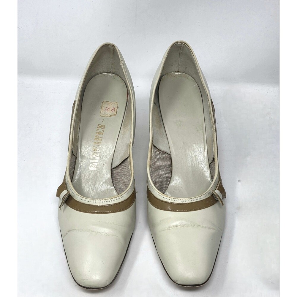 Fanfares Connie VTG 50s Mod Bandstand Bone Babydoll Bow Pumps, Box Size 10 B/AA - Picture 5 of 16